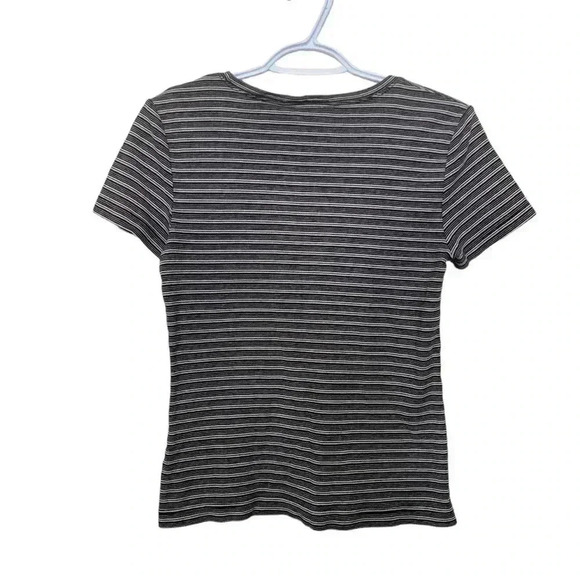 Wardrobe essentials 100% cotton,  black & white striped, fitted T-shirt - Picture 2 of 5